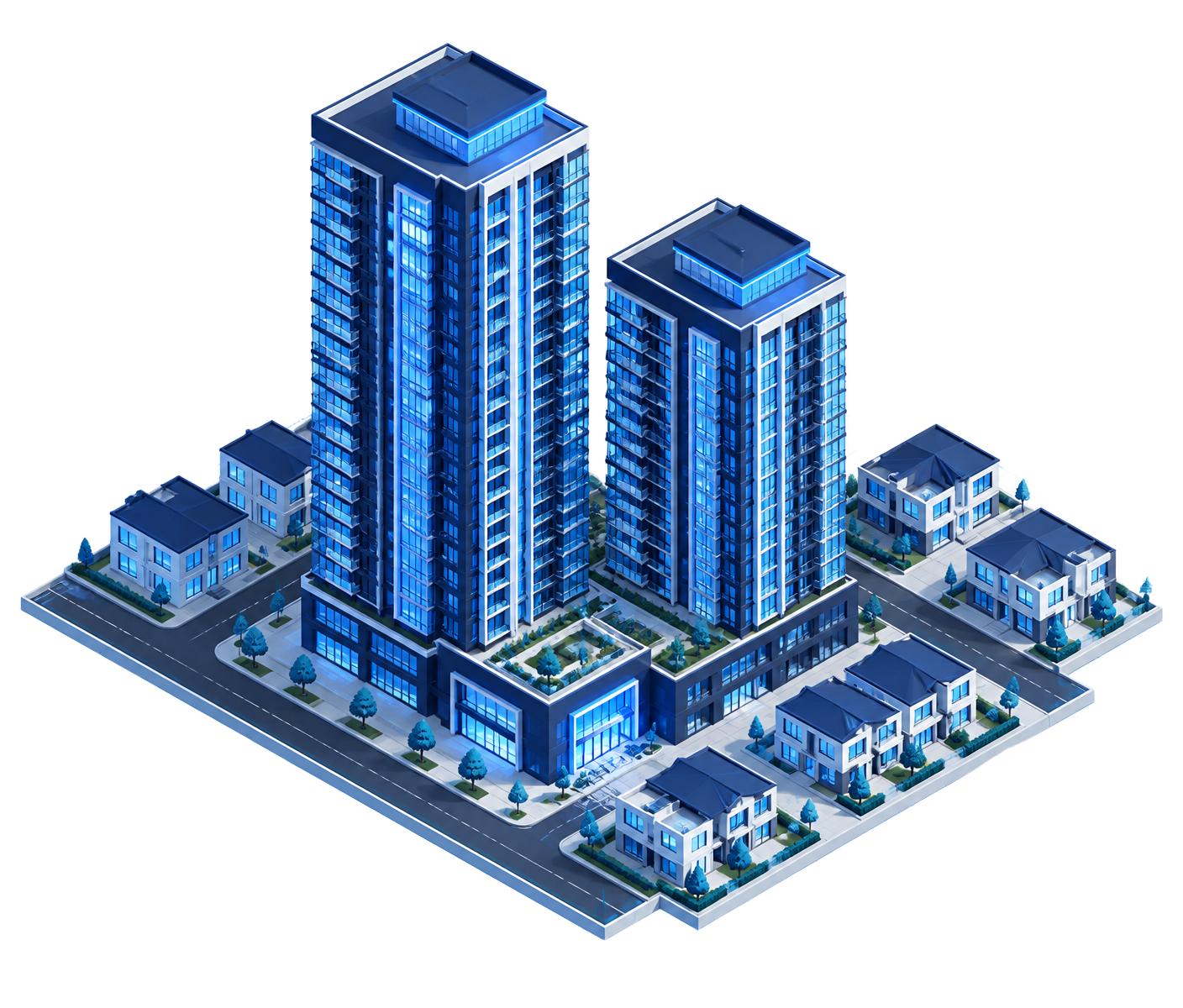Isometric illustration of a modern real estate project