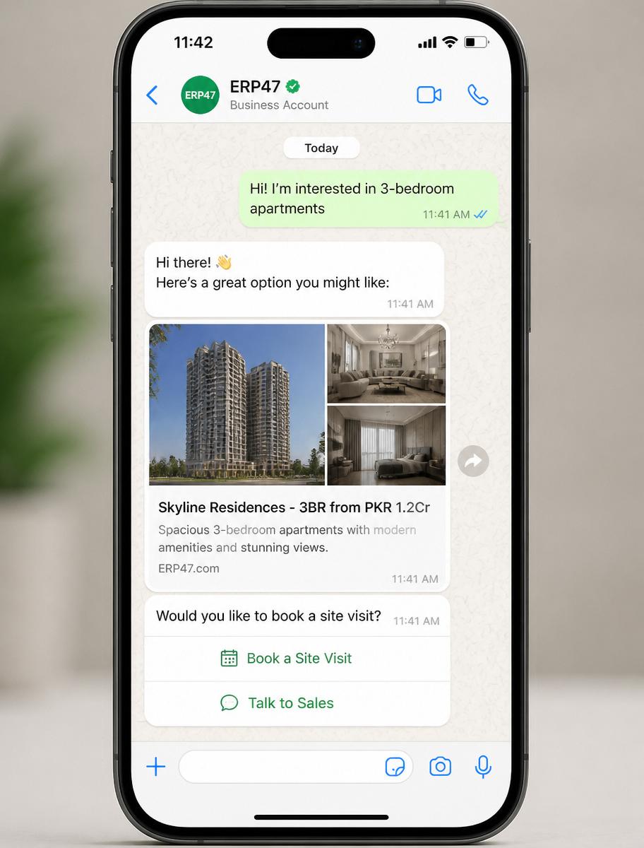 WhatsApp customer bot sharing project details